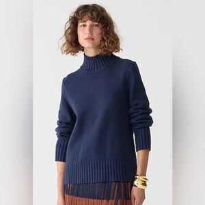 J.Crew Navy Cotton Mock Neck Sweater in navy